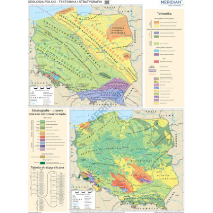 Plansza ścienna  Geologia Polski - tektonika i stratygrafia 200X150 1:700000